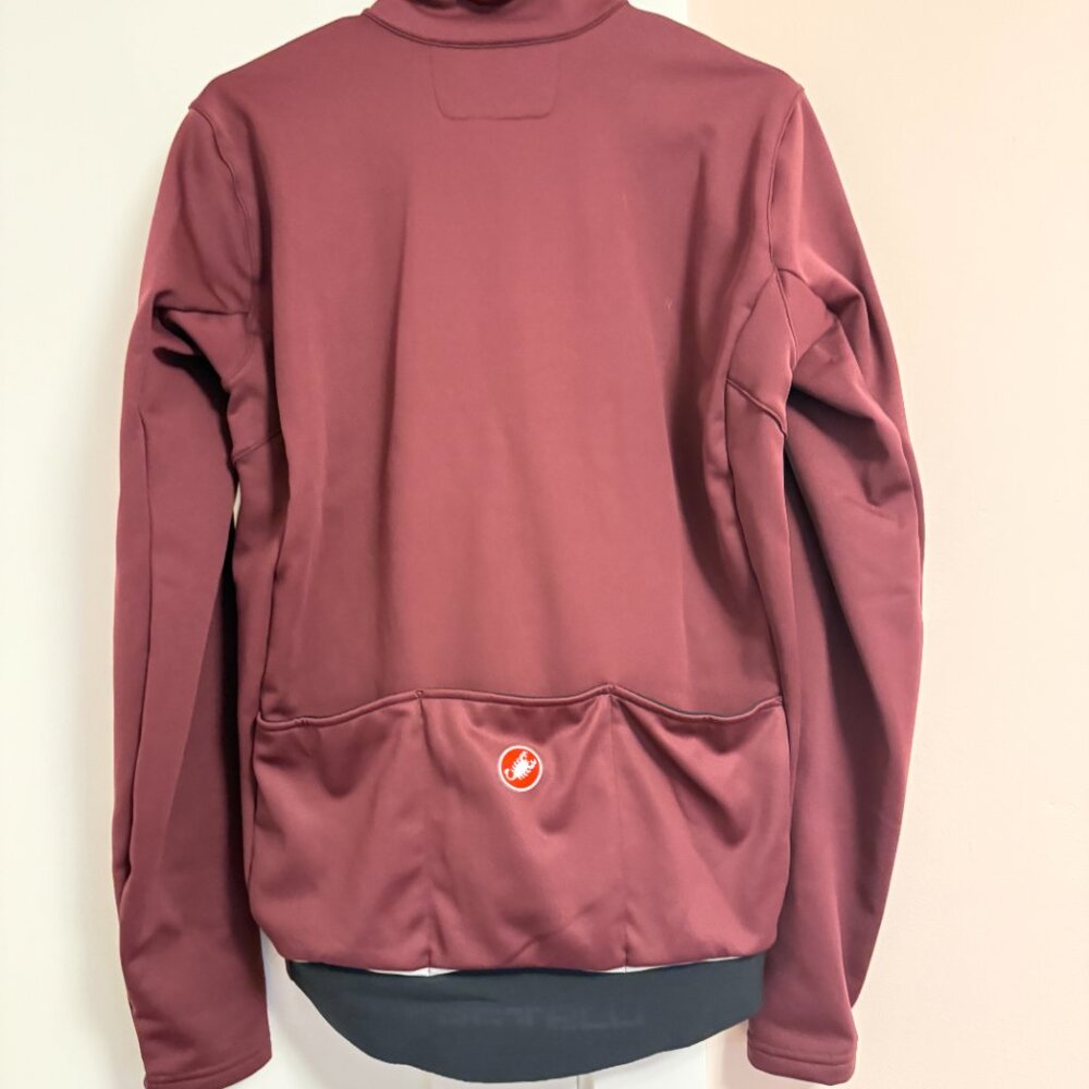 Castelli Ristretto Winter Cycling Jacket Burgundy XL Reflective Stripes Pockets - Picture 4 of 6